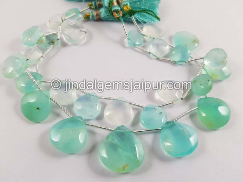 Natural Peruvian Blue Opal Smooth Heart Beads